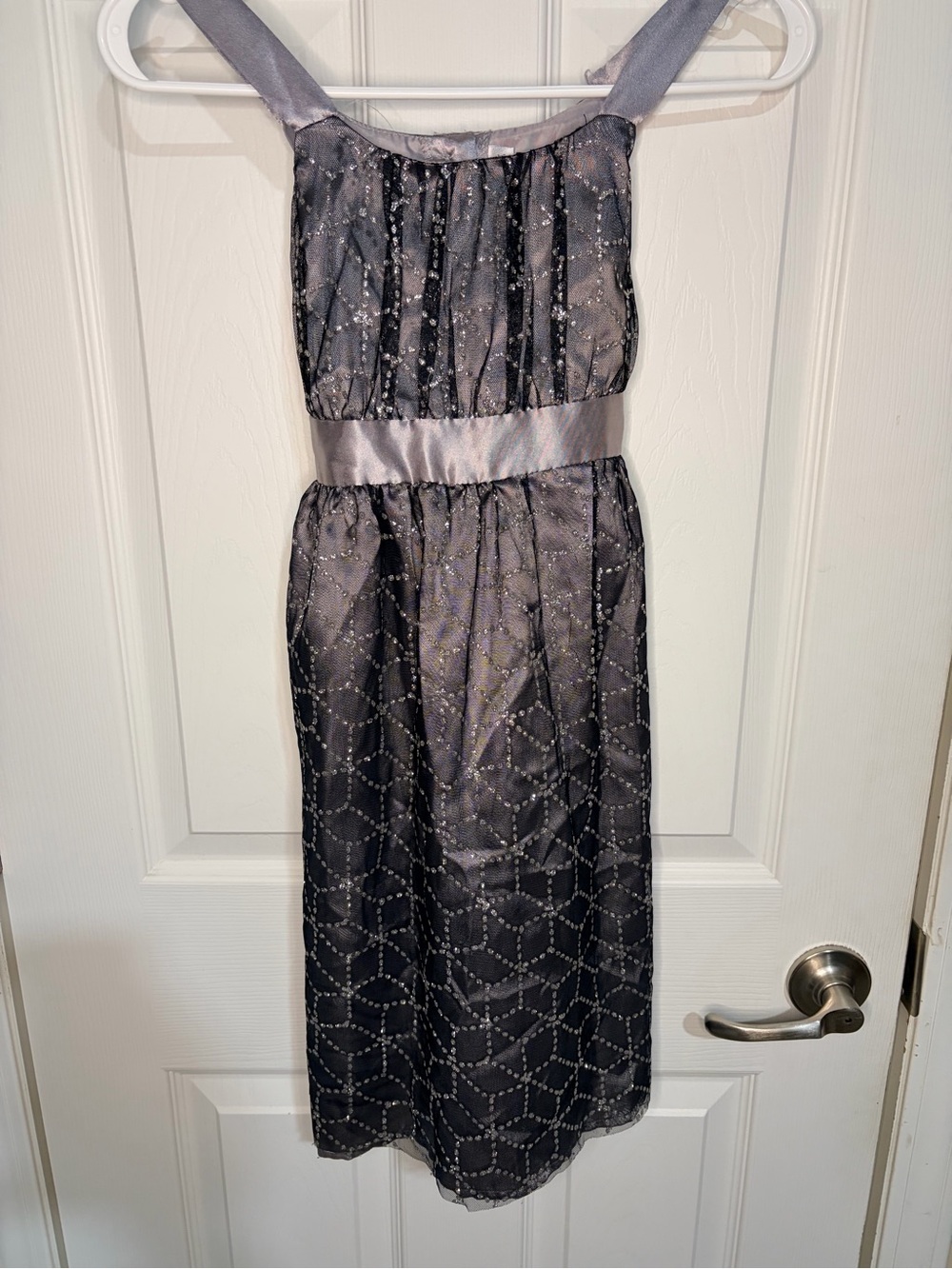 emily west Silver-Gray Girls' Sparkle Overlay Dress